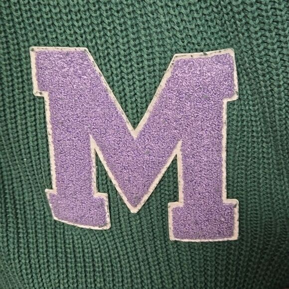 Forever 21 Oversized Cotton Varsity Sweater Cardigan Sz S 28" Pit to pit - Picture 6 of 10